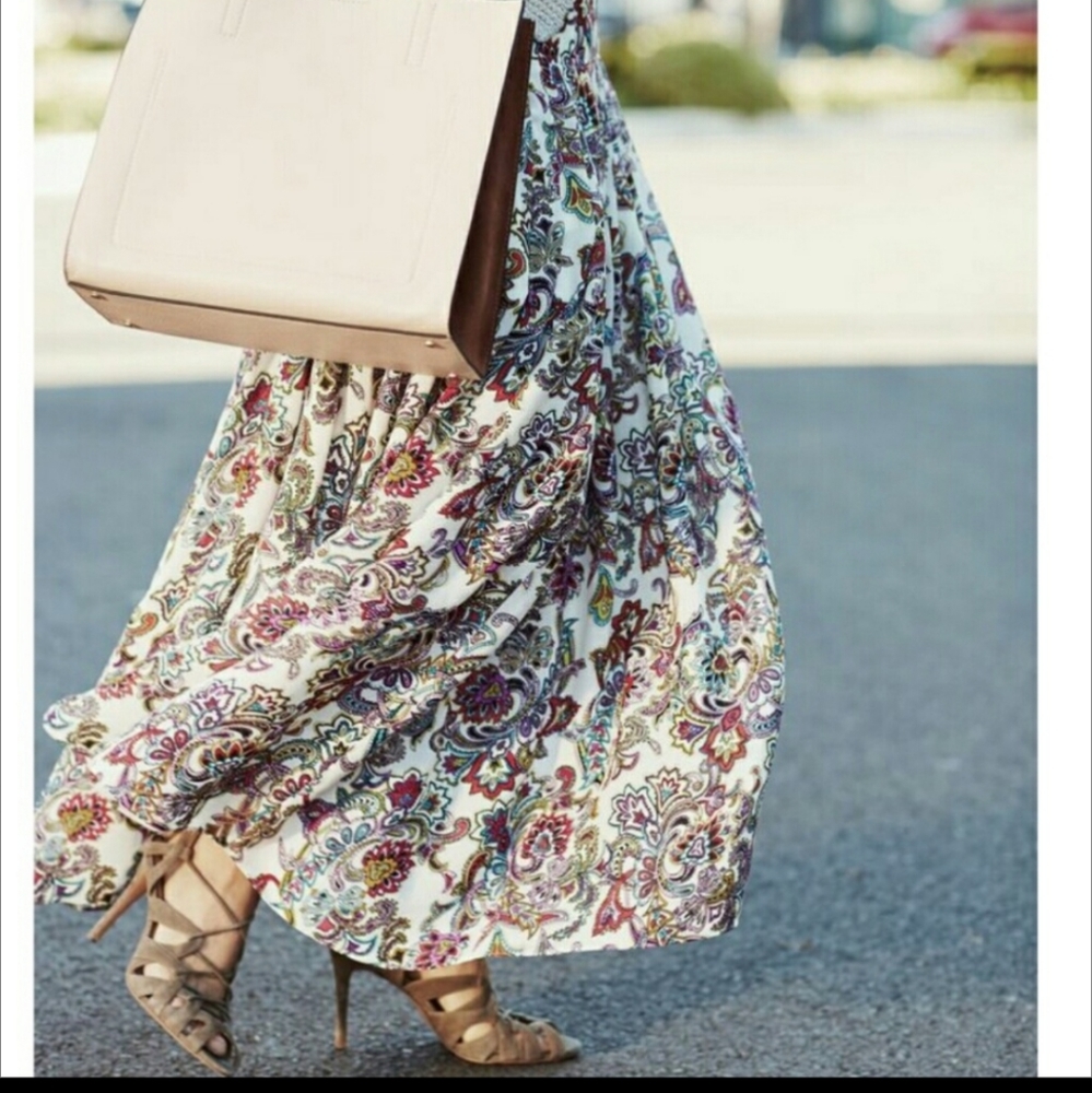 Banana Republic Paisley Floral Pleated Maxi Boho Skirt - Picture 1 of 13
